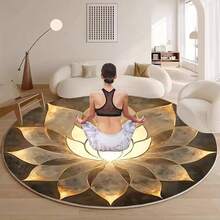 1pc Brown Meditation Yoga Mat Carpet, Round Rug, Living Room Area Rug, Small Area Rug, Mat, Home Decor, Large Living Room Carpet, Living Room Home Decor, Room Decor, Washable Carpet - Multicolor - View 2
