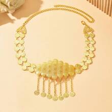 1pc Handmade Vintage Middle Eastern Palace Style Hollow Carved Coin Tassel Adjustable Waist Belt, Traditional Wedding Accessory To Add Ceremonial Elegance Valentine's Day Accessories