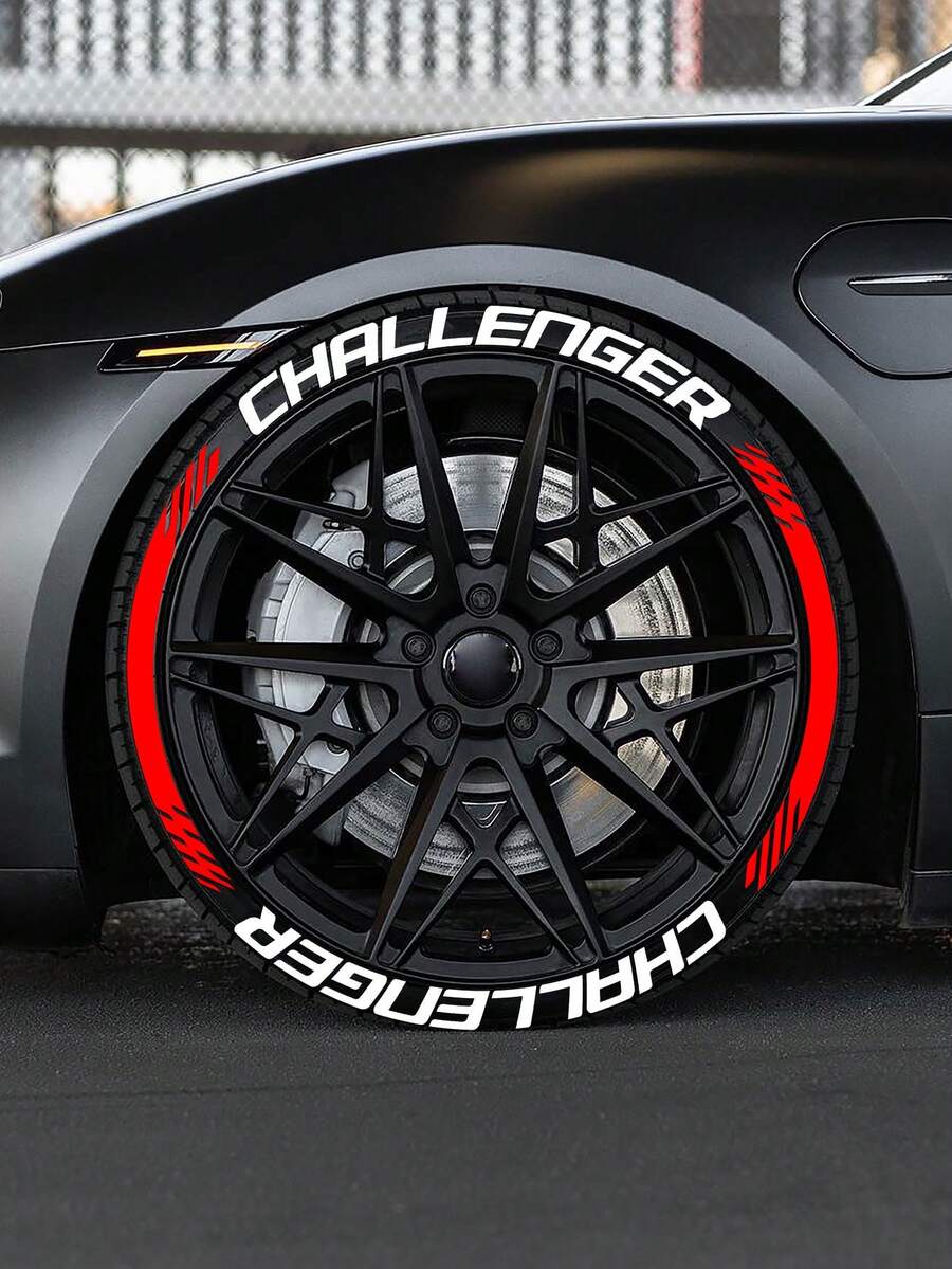 2 sọc trang trí lốp xe CHALLENGER màu trắng – Chữ dài trên bánh xe cho một lốp, xe thể thao, trang trí theo phong cách drift & track, chữ vành xe hiệu suất thể thao, vinyl phong cách đua xe có độ bám cao, chịu nhiệt, chống thấm nước, dễ lắp đặt, kiểu dáng ngoại thất xe cho xe cơ bắp, bản dựng JDM & kiểu dáng đua xe đường phố - Một cỡ - Xem 1
