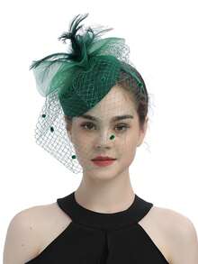 1pc Fascinators Hats For Women Pillbox Hat 20s 30s 50s Vintage Feather Headwear Bowler Flower Veil Wedding Tea Party Hat, School Stuff, Gifts, Hair Accessories, Classy, Rave Accessories, Festival Outfits, Gala Night - Multicolor - View 10