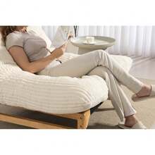 Bean Bag Chair For Adults ,Accent Armless Lazy Sofa, Casual Single Sofa, Corduroy Fabric, For Living Room And Bedroom , With Backrest, Single Seat - 米白色 + 燈芯絨 - 查看 8
