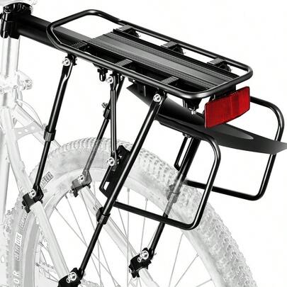 Portaequipajes trasero para bicicleta con capacidad de 310 LB, cojinetes sólidos, portaequipajes de carga para bicicleta con liberación rápida y tamaño grande reflectante, portaequipajes trasero universal para bicicleta de montaña, carretera, equipaje y transporte