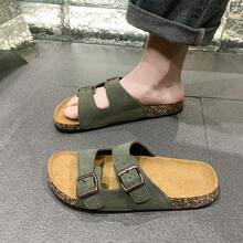 男士拖鞋，夏季男士凉鞋，户外沙滩休闲鞋，耐穿防滑高档鞋，可调节松紧带 - 綠色 - 查看 7