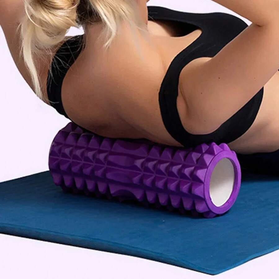 Textured Hollow Foam Massage Roller, Deep Tissue Muscle Relaxer For Yoga & Fitness, Exercise Support Training Companion For Home & Gym Use (Purple) - 藍色 - 查看 1