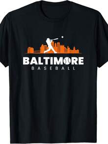 Baltimore Baseball Vintage Minimalist Retro Baseball Lover T-Shirt_1 - 黑色 - 查看 1