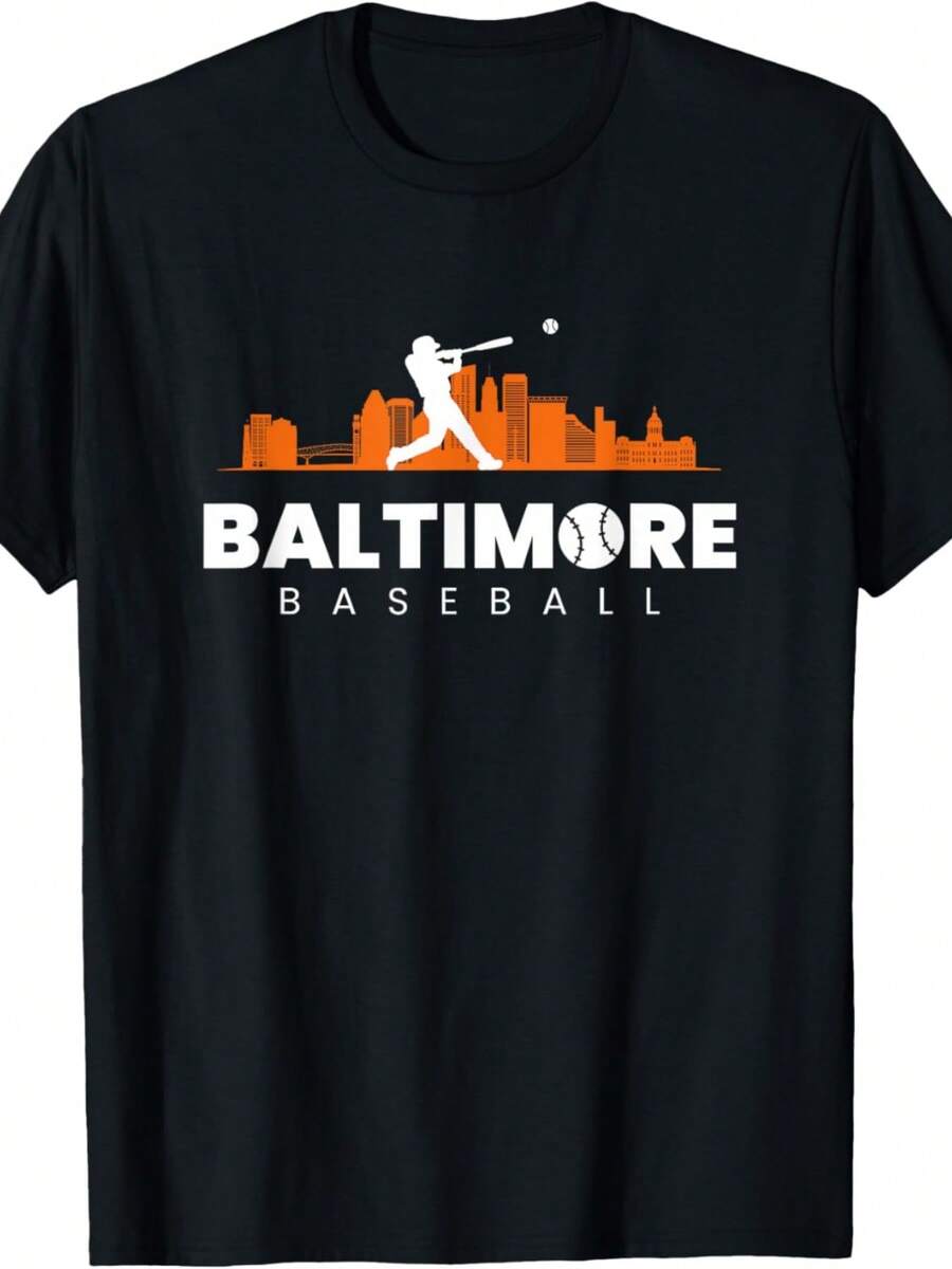 Baltimore Baseball Vintage Minimalist Retro Baseball Lover T-Shirt_1 - 黑色 - 查看 1