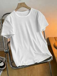 女士夏季休闲宽松趣味鸡尾酒图案T恤，可爱复古图案衬衫 - 白色 - 查看 3