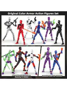 6 Stücke/Set zufälliges T13 Roboter Actionfiguren Set - 3D Muster, Sammlerstück für Jugendliche ab 14 Jahren, beweglich, perfektes Geburtstagsgeschenk, realistische Figur, Überraschung (einige Teile sind zufällig enthalten) - Verschiedenfarbig - Übersicht 8