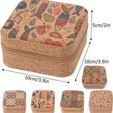1 Pc Mini Vintage Printed Jewelry Box For Earrings, Rings, Necklaces, Travel Storage Box, Jewelry Earrings Back To School - Multicolor - View 12