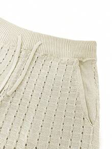 Mens Short Sets 2 Piece Outfits Summer Casual Round Neck Knit Tank Tops And Shorts Matching Tracksuits Set - 米色 - 查看 5