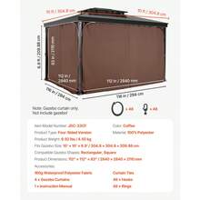 Gazebo Curtains Outdoor, Fit Most 10' X 10' X 6.9' Gazebos, 4-Panel Sidewall Gazebo Privacy Curtains With Zippers, Outdoor Curtain Replacement For Patio Canopy, Only Curtain, Coffee - 10ft*10ft*6.9ft, Coffee Brown - 查看 7