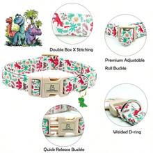 Lionheart Glory Dinosaur Pattern Cute Dog Collar, Adjustable Pet Collar Suitable For Spring/Summer, Unisex Pet Gift - Dark Green - View 3