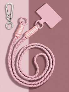 1pc Braided Detail Letter Graphic Polyester Phone Lanyard Gifts For Mother, Family, Friends, Birthday, Holiday Phone Charm, Phone Chain - Black - View 7