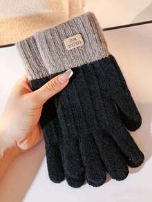 1pair Touch-Sensitive Warm Knitted Adult Gloves, Simple Cute Outdoor Activity Warm Gloves, Comfortable Gloves For Cycling And Driving, Knitted Gloves That Are Compatible With Mobile Phones, Dopamine Lovely Adult Gloves