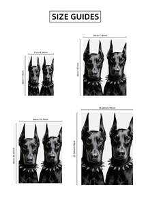 1幅无框双杜宾犬肖像海报，奢华黑白杜宾犬墙饰，现代狗狗图案，适用于卧室、客厅、宿舍 | 卧室装饰，宿舍必备 - 彩色 - 查看 8