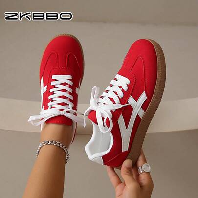 ZKBBO Giày thể thao nữ thường ngày, đế bằng, nhẹ, thoải mái khi tập thể dục, đi bộ, trượt ván