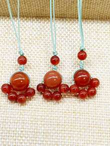 1 pieza Collar con colgante de ágata de cristal para mujer, decoración de colgante de teléfono de ágata roja natural, cada pieza tiene un patrón único, color aleatorio