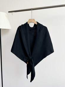 1pc Women's Solid Color Triangular Wool Blend Loose Knit Shawl, Elegant Style, Suitable For Outdoor Travel In Autumn/Winter And Snowy Season