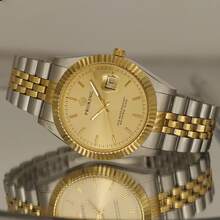 PROKING 40mm Gold Men's Watch, Japanese MIYOTA Quartz Movement, 304 Stainless Steel, Business Luxury Waterproof Calendar Wristwatch, Deluxe Classic, Suitable For Daily Decoration, Great Birthday Gift - Gold - View 6