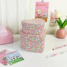 2pcs Heart-Shaped Paper Gift Boxes, Floral Print, Heart-Shaped Structure, Gift Packaging Suitable For Birthday, Wedding, New Year, Valentine's Day, Daily Use - Multicolor - View 5