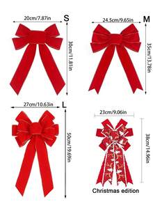 圣诞派对装饰蝴蝶结、圣诞树挂饰，适用于窗户、楼梯栏杆、壁炉、墙壁、入口通道、节日家居装饰 - 彩色 - 查看 3