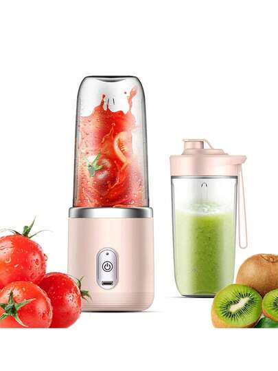 Mini Licuadoras Portátil, 400 Ml Vaso De Batidora Recargable Usb ,Pequeña Batidora Batidos Con 6 Cuchillas ,Min Exprimidor De Frutas  , Mezclador De Alimentos, Trituradora De Hielo, Exprimidores Portátiles Inalámbricos, Para Hogar Exteriores