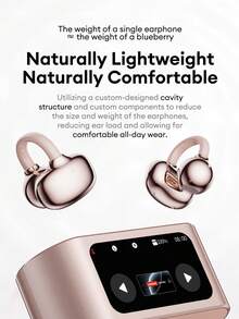 Lenovo RS105 Bluetooth Earphones, In-Ear Open-Ear, Multifunctional Touch Screen, Remote Shutter, Dual-Core Spatial Audio, Long Battery Life, Music, Sports, Gaming, Upgraded Materials, Comfortable Fit, Compatible With Smartphones And Computers - Vàng hồng - Xem 7