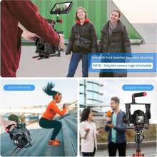 Camera Video Cage Film Movie Making Kit Aluminum Alloy With Top Handle Dual Hand Grip Two 15mm Rods Compatible With Canon  Fujifilm Nikon DSLR Camera And Camcorder Black + Red - Red - View 7