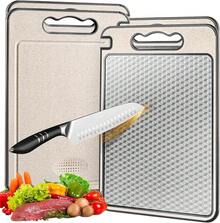 Tablas para Cortar de Titanium, 2 Piezas de Doble Cara |   Superficie con Malla Protectora y Lisa |   Antiarañazos y Antideslizante |   Fácil de Limpiar |   para Carne y Verduras - Pago - Ver 6