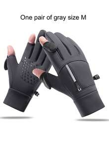 男女通用冬季防风触屏手套，带拉链和透气网布面料。保暖手套内衬柔软厚实，兼容触屏设备，防风、防水、透气。适合滑雪、跑步、钓鱼、高尔夫、骑行、摩托车骑行等户外活动。户外骑行装备。 - 彩色 - 查看 12