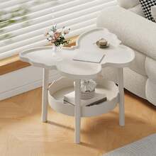 2 Tier Modern Multifunctional Butterflies Shaped Side Table Coffee Table With Layered Storage Shelf Bedside Table Study Desk For Living Room Bedroom Office - 白色 - 查看 5