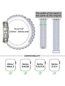 1条男女通用运动海洋风表带，兼容49mm、46mm、45mm、44mm、42mm、41mm、40mm、38mm尺寸的 Series 10/9/8/7/6/5/4/3/2/1 Ultra SE - 雲霧灰 - 查看 4