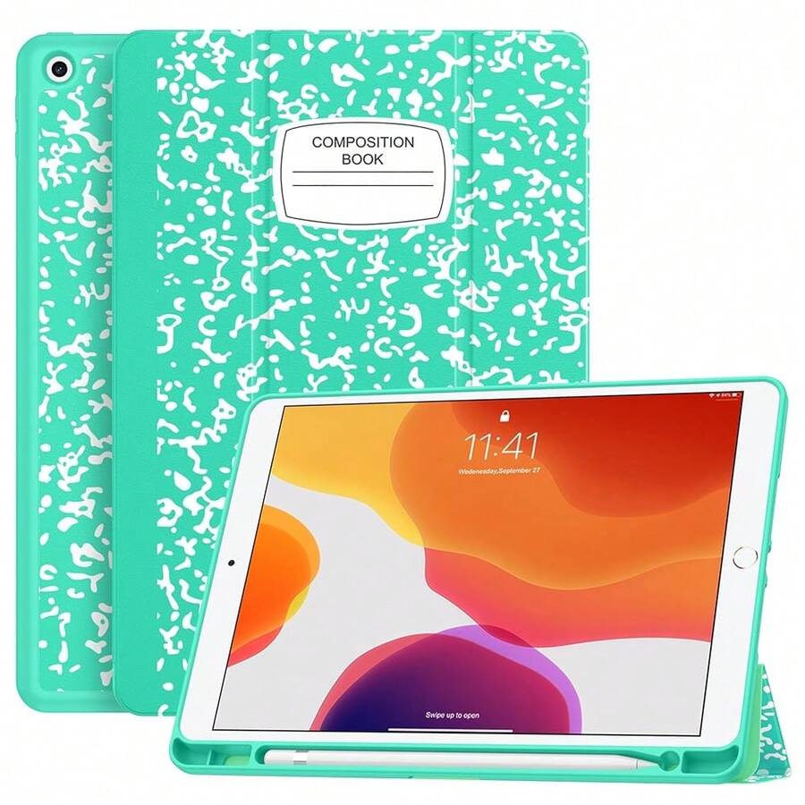 Case For IPad 9th Generation 2021/8th Gen 2020/7th Gen 2019 With Pencil Holder - Premium Shockproof Case With Soft TPU Back Cover & Auto Sleep/Wake For IPad 10.2 Inch, Book Mint Green,B-BookMintGreen - B-bookMintGreen - View 1