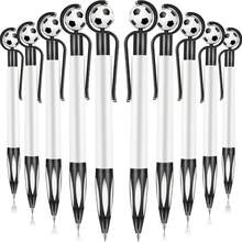 6/12 piezas Bolígrafos de fiesta de fútbol, retráctiles de agarre suave de plástico con punta de bola de colores vivos, cómodos para escribir con precisión en la escuela y la oficina (Negro, Vívido) - Blanco y Negro - Ver 2