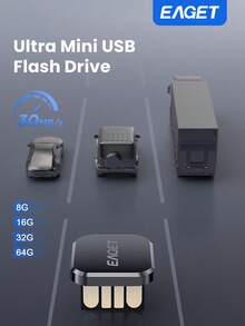 EAGET 迷你车载U盘 - USB 2.0，8/16/32/64GB容量可选，高速传输，支持99%设备上的无损音乐播放，精美金属盒包装 - USB 2.0 - 查看 4