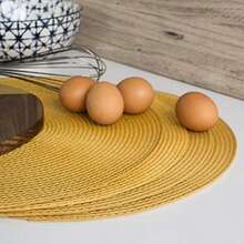 Now Designs Disko - Juego de 4 manteles Individuales Redondos, Color(Disko Honey) - Multicolor - Ver 4