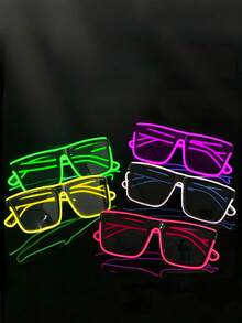 1 Pair Battery-Powered Cool LED Square Techno-Style Luminous Glasses, LED Party Supplies, Glow Eyewear For Nightclub, Music Festival, Birthday Party, Celebration - Nhiều màu - Xem 9