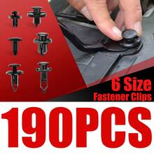 190Pcs Auto Plastic Buckle Bumper Clips Fixing Nail Kit 6 Styles Plastic Retainer Fasteners Clip Car Body Push Rivets Parts - Black - View 1