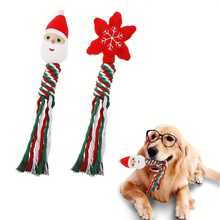 1 件装圣诞节狗狗绳索玩具宠物幼犬咀嚼互动玩具坚韧的圣诞彩色咀嚼训练玩具，适合小型、中型和大型宠物磨牙清洁礼物（趣味款式） - 彩色 - 查看 9