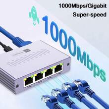 1-To-4 Gigabit Ethernet Switch, 1000Mbps RJ45 Splitter, USB-C Powered, Compact Purple Design, Ideal For Home Office, Gaming, Streaming, And More - Mauve Purple - View 3