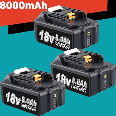 3 Pack 8.0Ah Battery Replacement For  18V Battery Compatible With BL1860 BL1850B BL1840B BL1830B BL1890B Fit With 18V Battery Tool