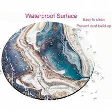 Blue Gold Marble  Pad - Premium Textured Round Washable Pad With Lycra Cloth And Non-Slip Rubber Base For Wireless ,01BlueWhiteGoldMarble - 01BlueWhiteGoldMarble - View 4