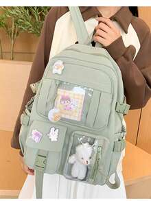 Korean-Style Cute Japanese Campus Backpack For Girls: Large Capacity Laptop Backpack New Korean-Style Fresh Fashion Campus Backpack For Junior High Girls Versatile Casual Backpack For High School Students Lightweight Travel Backpack For Hiking & Travel Stylish High School Backpack & Laptop Case - 彩色 - 查看 10