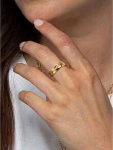 Milacolato Dainty 14K Gold Filled Stack Rings, Comfort Fit Non Tarnish Thin Bands 1mm&3mm - Multicolor - View 5