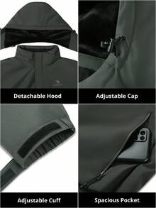 CAMEL CROWN Men's Ski Jacket Winter Warm Snow Coat Waterproof Windbreaker Hooded Work Outerwear Snowboarding Jackets - Green - View 3