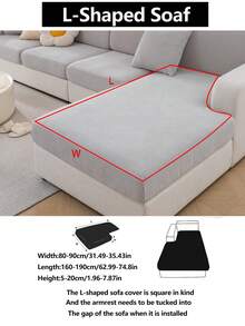 1件装弹力沙发坐垫套，雪尼尔纯色通用防滑沙发保护套，全覆盖沙发毯，防尘防污，可机洗，不褪色，宠物友好，可调节尺寸，适用于L型沙发，适合卧室、办公室、客厅等场所。 - 淺灰色 - 查看 14