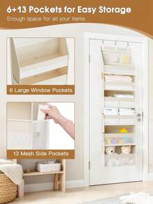 1pc Over The Door Storage Rack, Heavy Duty 6-Tier Hanging Organizer With 13 Mesh Pockets, 55lbs Capacity, Suitable For Nursery, Bathroom, Bedroom And Dorm - Màu be - Xem 6