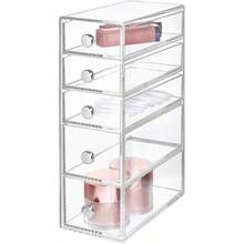 InterDesign Drawers Bathroom Storage Tower Plastic Cosmetic Organiser Drawers With 5 Drawers Clear - Clear - View 1