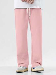Men's Straight Knit Pants, Loose Fit Casual Sweatpants, Versatile For Spring And Autumn - Pink - View 7