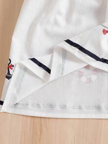 Girls Cute Peter Pan Collar Sleeveless Dress - White - View 5